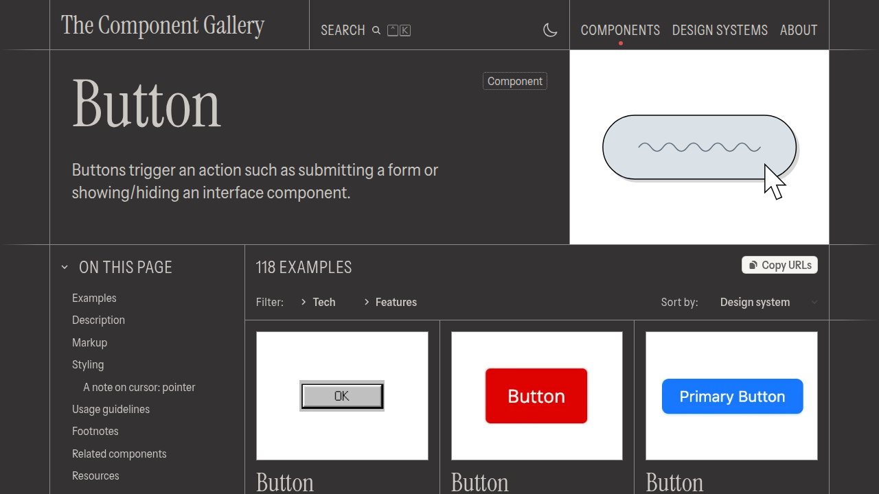 Button の実例(各デザインシステムのボタン見本)